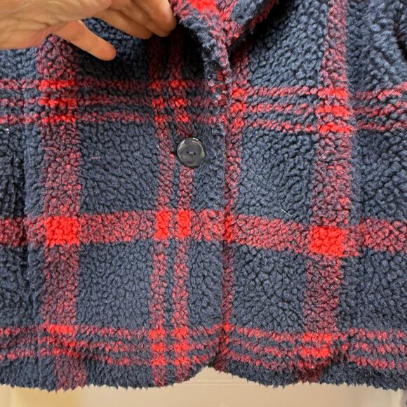 Sanctuary Red & Blue Plaid Teddy Single Button Fully Lined Cropped Jacket Size S - Picture 4 of 12